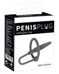 Dilator mit Eichelring - Penisplug aus Silikon - Schwarz